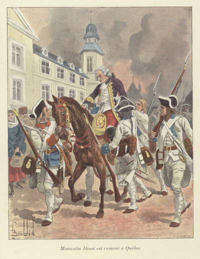 負傷したモントカーム将軍は1759年にケベックに戻される 作： Louis Charles Bombled